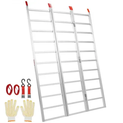 VEVOR Aluminiumrampen, Dreifach Faltbare Rampe mit Lastgurten, 700 kg Klappbare Laderampe für Motorräder, Traktoren, ATV/UTV, Lkws, Rasenmäher, Schneefräsen, 1956 x 1379 x 38 mm 1 Stk. VEVOR Aluminiumrampen, Dreifach Faltbare Rampe mit Lastgurten, 700 kg Klappbare Laderampe für Motorräder, Traktoren, ATV/UTV, Lkws, Rasenmäher, Schneefräsen, 1956 x 1379 x 38 mm 1 Stk.