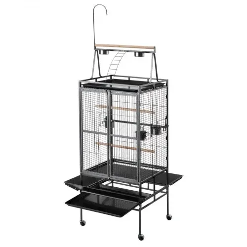 VEVOR Vogelkäfig, 830x790x2100 mm, offene Oberseite, Vogelvoliere aus Schmiedeeisen mit Sitzstangen, Schale & Kunststofffutternäpfen, für Nymphensittiche, Mönchssittiche Graupapageien – Bild 9