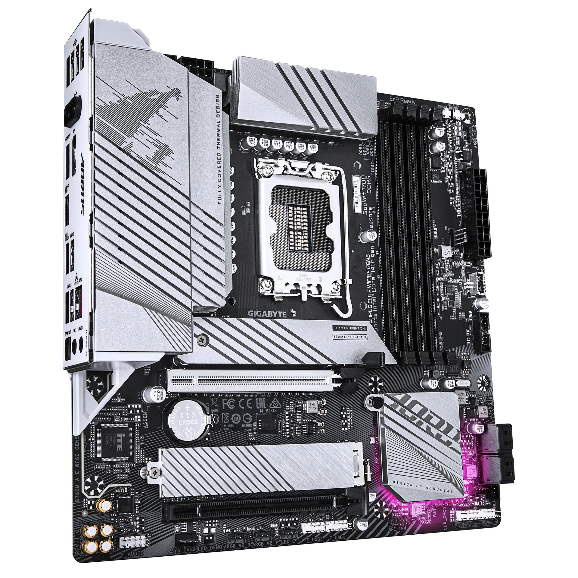 GIGABYTE B760M AORUS ELITE WIFI6E GEN5 Mainboard – Unterstützt Intel Core Prozessoren der 14. Generation, 12+1+1 Phasen Digital-VRM, bis zu 5600 MHz DDR5, 2 x PCIe 4.0 M.2, Wi-Fi 6E, 2.5 GbE LAN, USB 3.2 Gen 2x2 – Bild 3