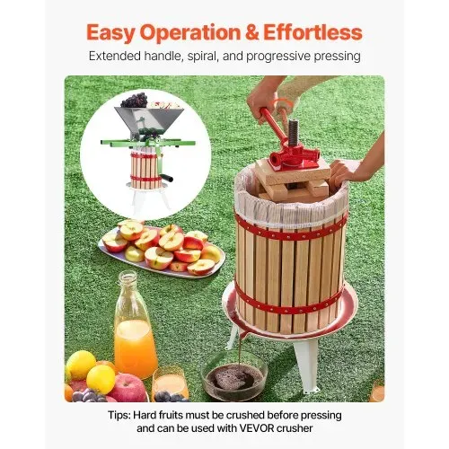 VEVOR Obstweinpresse Obstmühle (18 L) mit Massivholzkorb mit 8 Blöcken, robuster manueller Entsafter, Apfelweinpresse Apfelpresse Traubenpresse Olivenölpresse mit Griff, Saftpresse für Küche – Bild 3