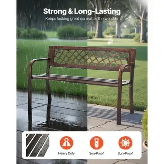 VEVOR Gartenbank Gartenmöbel Bänke 116 cm 250 kg Tragkraft, Terrassenbank mit Metallrahmen aus Karbonstahl, Balkonbank mit PVC-Netzmuster & Armlehnen, Terrassenbank für Garten Park Hof, Schwarz VEVOR Gartenbank Gartenmöbel Bänke 116 cm 250 kg Tragkraft, Terrassenbank mit Metallrahmen aus Karbonstahl, Balkonbank mit PVC-Netzmuster & Armlehnen, Terrassenbank für Garten Park Hof, Schwarz