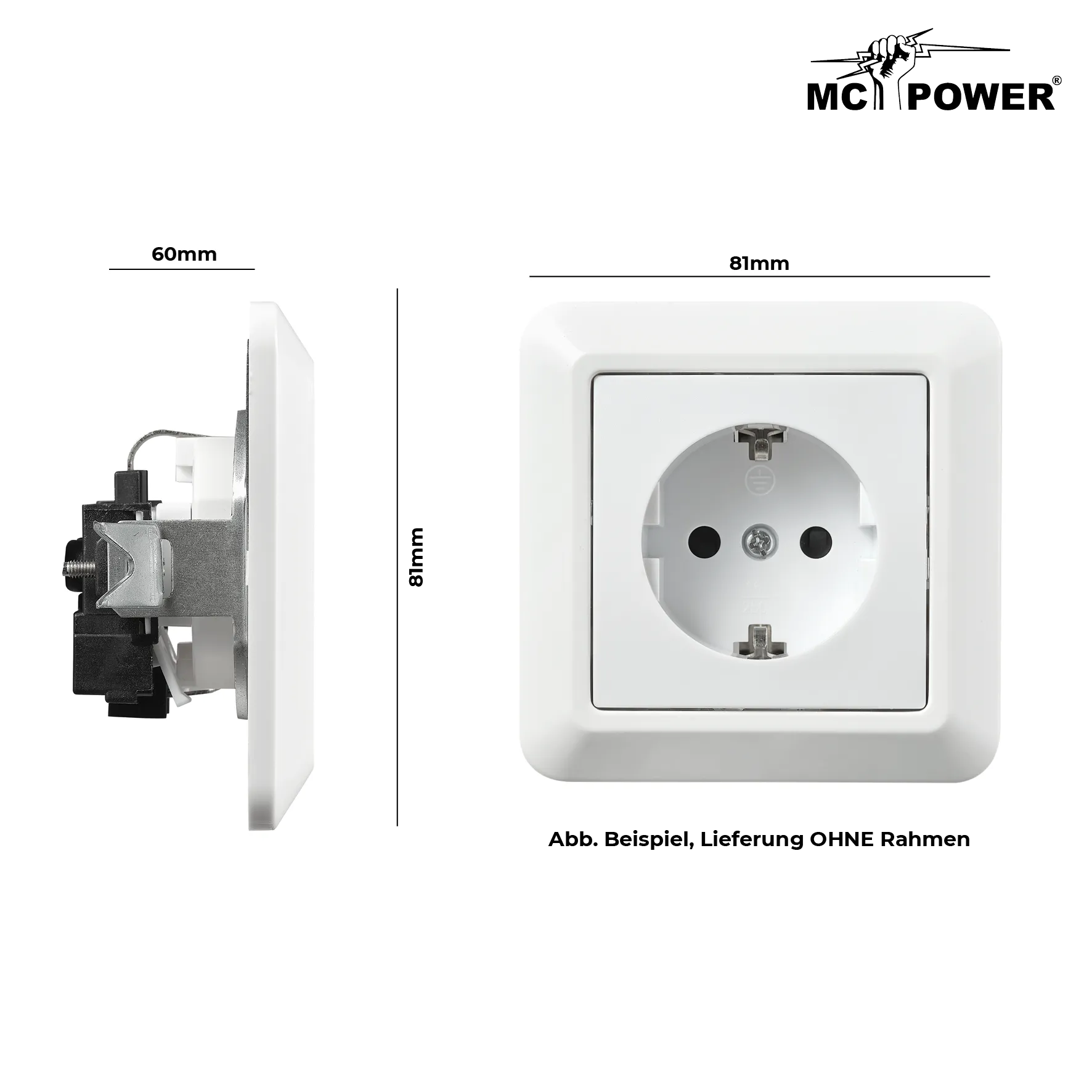 Schutzkontakt-Steckdose McPower ''Cup'' 250V~/16A, UP, Einsteckschutz, weiß – Bild 4