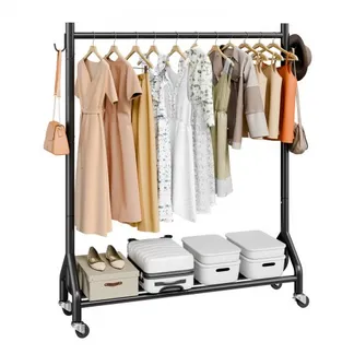 VEVOR Kleiderständer Garderobenständer rollbar mit Kleiderstange & seitlichen Haken, bis 90 kg belastbar, robuster Kleiderständer aus Karbonstahl ideal für Schlafzimmer Waschküche Wohnzimmer VEVOR Kleiderständer Garderobenständer rollbar mit Kleiderstange & seitlichen Haken, bis 90 kg belastbar, robuster Kleiderständer aus Karbonstahl ideal für Schlafzimmer Waschküche Wohnzimmer