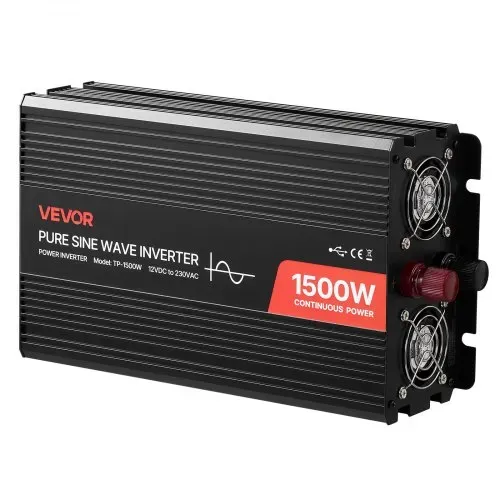 VEVOR 1500-W-Wechselrichter, 12 V DC auf 230 V AC, reiner Sinus-Wechselrichter, mit Fernbedienung, USB- & Typ-C-Anschlüsse, 2 AC-Steckdosen, Schnellladung für RV, LKW, Outdoor-Camping – Bild 8