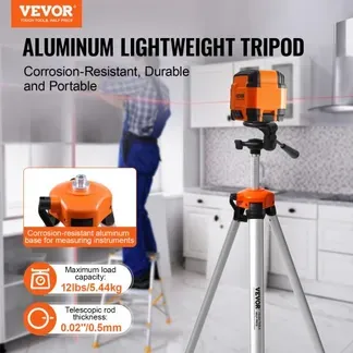 VEVOR Laser-Wasserwaagen-Stativ, ¼ x 20 Gewindehalterung, 27,36-68,11 Zoll Höhenverstellung mit integrierter Wasserwaage, leichter Laserscanner-Stativständer, einziehbare Beine, Aluminium-Stativ für stabile Messungen VEVOR Laser-Wasserwaagen-Stativ, ¼ x 20 Gewindehalterung, 27,36-68,11 Zoll Höhenverstellung mit integrierter Wasserwaage, leichter Laserscanner-Stativständer, einziehbare Beine, Aluminium-Stativ für stabile Messungen