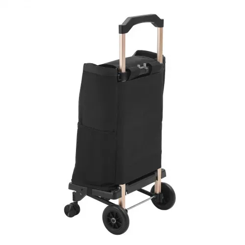 VEVOR Einkaufstrolley Faltbarer Einkaufswagen mit 75kg Tragkraft Schwarz, 40L Kapazität, Mit Kühlfach Teleskopgriff + 4 Rollen, Tasche Abnehmbar, 2-in-1 Einkaufsroller für Einkauf Camping Haushalt – Bild 10
