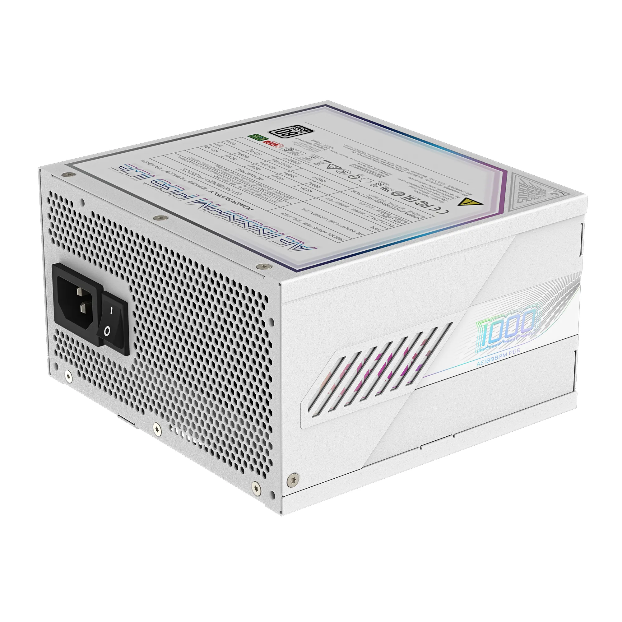 GIGABYTE AORUS ELITE P1000W ICE Netzteil - PCIe 5.0, 80 PLUS Platinum, Vollmodulares Design, 120mm Lüfter, ATX 3.0-kompatibel, EU-Stecker – Bild 6