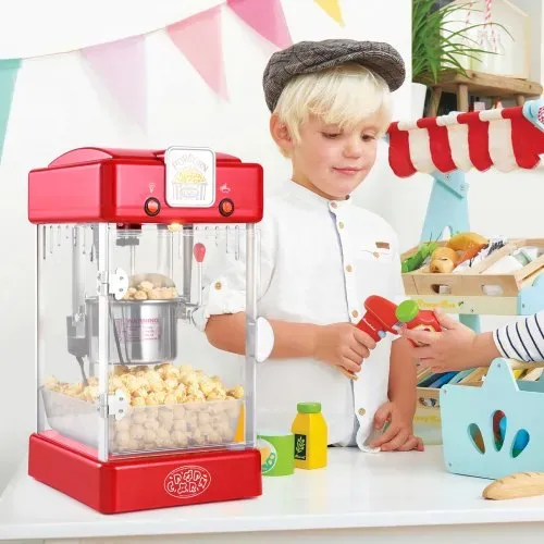 VEVOR Popcornmaschine, 300 W Popcornmaschine, 2,5 oz Kessel macht 4 QT pro Ladung, Tisch-Popcornmaschine mit PP-Tür, inkl. 2 Schaufeln und Tablett, Kino-Stil, rot – Bild 7
