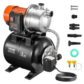 VEVOR 1176 W Gartenpumpe, 5600 L/H, automatische Bewässerungspumpe mit 50 m Förderhöhe, Kreiselpumpe mit 30/50 PSI Druckschalter, Flachbrunnenpumpe, Edelstahl-Pumpenkopf für Hausgarten & Rasen VEVOR 1176 W Gartenpumpe, 5600 L/H, automatische Bewässerungspumpe mit 50 m Förderhöhe, Kreiselpumpe mit 30/50 PSI Druckschalter, Flachbrunnenpumpe, Edelstahl-Pumpenkopf für Hausgarten & Rasen