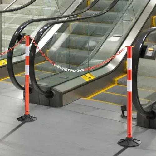 VEVOR Verkehrsleitpfosten Leitpfosten 2-tlg. (871 mm) mit beschwertem Sockel & Reflektorstreifen & Ketten, Warnpfosten für Baustellen, Parkplätze, Absperrpfosten zur Steuerung von Menschenmengen – Bild 7