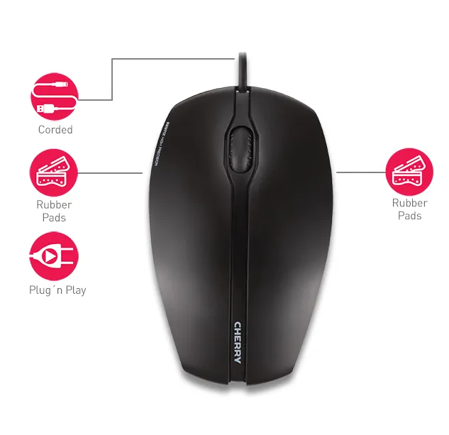 CHERRY GENTIX CORDED ILLUMINATED Maus, Schwarz, USB – Bild 4