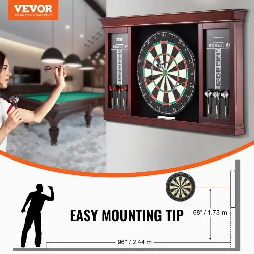 VEVOR Dartboard spielbereites Paket, Dartboard-Schrankset in offizieller Größe, Dartscheibe 45 x 3,8 cm, Dartschrank mit Stahlspitze, komplett mit sämtlichem Zubehör, für Cricket-Spiele – Bild 6