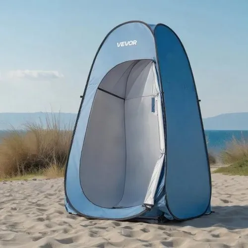 VEVOR Campingzelt Toilettenzelt (1194x1194 x1905 mm) Umkleidezelt inkl. Heringen & Seilen & Tragetasche, Sichtschutzzelt aus 190T Polyester für Camping Strand Angeln Blau – Bild 7