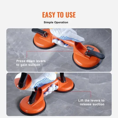 VEVOR Saugheber aus NBR Glasheber φ119mm Vakuumheber Belastbarkeit 85-150kg Glassauger Betriebstemperatur -20-60℃ Plattenheber Vakuum Saugnapf mit ergonomischem Alu-Griff – Bild 2