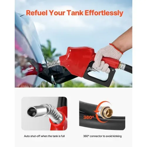 VEVOR Tragbarer Dieseltank, 220 L Fassungsvermögen & 48L/min Durchflussrate, Gaskraftstofftank mit 12 V Transferpumpe & 4 m Gummischlauch, PE-Diesel-Transfertanks für Kraftstofftransport, Rot – Bild 4
