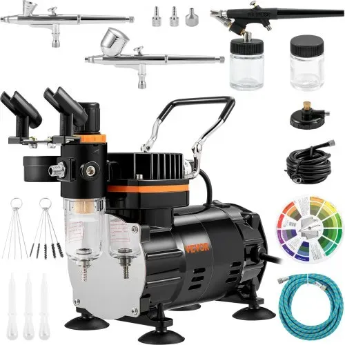VEVOR Profi Dual Action Airbrush-Spritzpistole Set 18 – 23 L/min 120 W, 230 V Mini Airbrush Luftkompressor Gravity, Lackierpistole für Werbeillustrationen, Bodypainting, Modellbau, Nail Design VEVOR Profi Dual Action Airbrush-Spritzpistole Set 18 – 23 L/min 120 W, 230 V Mini Airbrush Luftkompressor Gravity, Lackierpistole für Werbeillustrationen, Bodypainting, Modellbau, Nail Design