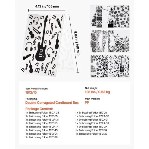 VEVOR Prägeschablonen, 15 Stk. 105x148 mm Prägefolder, Embossing Folder für VEVOR Stanz- & Prägemaschinen, Geprägte Schablonen aus PP-Kunststoff für Scrapbooking & Kartenherstellung – Bild 6