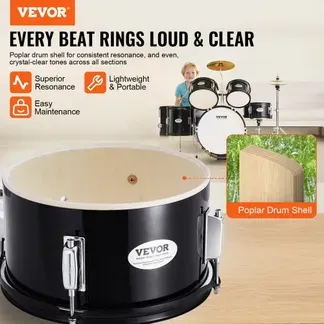 VEVOR Schlagzeugset für Kinder, 5-teilig, Anfänger-Schlagzeugset mit Bass-Toms, Snare, Standtrommel, verstellbarem Thron-Becken, Hi-Hat-Pedal und zwei Paar Drumsticks, für Kinder, schwarz VEVOR Schlagzeugset für Kinder, 5-teilig, Anfänger-Schlagzeugset mit Bass-Toms, Snare, Standtrommel, verstellbarem Thron-Becken, Hi-Hat-Pedal und zwei Paar Drumsticks, für Kinder, schwarz