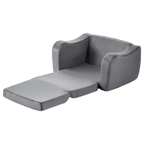 VEVOR Kindersofa Kindersessel aus 28D-Schwamm & kurzem Flor mit Armlehnen, waschbares Kindersofa, Kindercouch umwandelbares Schlafsofa Kleinkindersofa (M) für Spielzimmer Schlafzimmer Wohnzimmer Grau – Bild 8