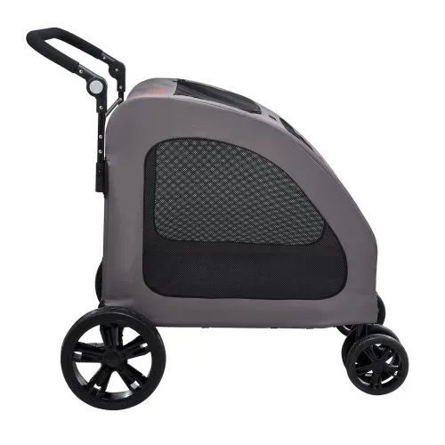 VEVOR Hundebuggy 79x91x113 cm, Hundewagen 4 Räder mit Bremsen, Hundetrolley, Hundetrolley bis 73 kg Tragkraft, atmungsaktive Netzfenster, einstellbare Höhe, 600D Oxford-Gewebe, für Hunde, Haustiere – Bild 10