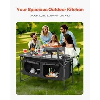 VEVOR Camping Küchentisch klappbarer Kochtisch Outdoor, 3-fach höhenverstellbar, tragbare Kochstation aus Aluminium mit Organizer & Tragegriff, für Grillpartys Picknicks Wohnmobilreisen Schwarz VEVOR Camping Küchentisch klappbarer Kochtisch Outdoor, 3-fach höhenverstellbar, tragbare Kochstation aus Aluminium mit Organizer & Tragegriff, für Grillpartys Picknicks Wohnmobilreisen Schwarz