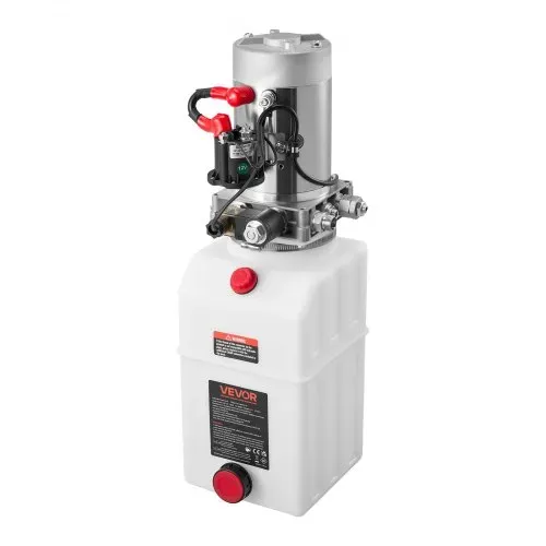 VEVOR 7 Qt Hydraulikaggregat einfachwirkende Kippanhängerpumpe, maximaler Öffnungsdruck 22 MPa und Fördermenge 3,4 L/min, 12 V DC Hydraulikpumpe mit Metallbehälter für Kippanhänger Weiß – Bild 9