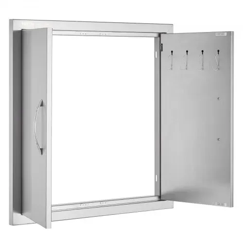 VEVOR Grill-Zugangstür, 610 x 610 mm, Doppelte Außenküchentür, Flächenbündig Montierte Edelstahltür, Doppelwandige vertikale Tür mit Griffen und Haken, für Grillinsel, Grillstation, Außenschrank – Bild 10