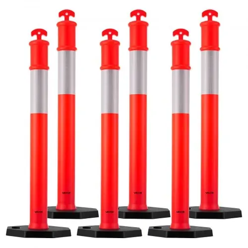 VEVOR Verkehrsleitpfosten Leitpfosten 6 Stk. (114 cm) mit beschwertem Sockel & Reflektorstreifen, robuste Leitpfosten für Baustellen, Parkplätze, Absperrpfosten zur Steuerung von Menschenmengen, rot – Bild 8