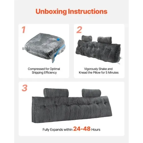 VEVOR Kopfteilkissen Keilkopfteilkissen Keilkissen (King Size) mit 2 Seitentaschen & 2 Kopfstützen, Bettkeilkissen mit waschbarem Flanelltuch, zum Lesen Spielen Arbeiten Grau (1920 x 205 x 530 mm) VEVOR Kopfteilkissen Keilkopfteilkissen Keilkissen (King Size) mit 2 Seitentaschen & 2 Kopfstützen, Bettkeilkissen mit waschbarem Flanelltuch, zum Lesen Spielen Arbeiten Grau (1920 x 205 x 530 mm)