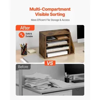 VEVOR Briefablage mit 4 Fächern & Herausnehmbaren Regalböden, Dokumentenablage aus Holz mit Stehsammler, Aktenhalter für Büro Klassenzimmer, Literaturorganizer für Akten Dokumenten Papier, Braun VEVOR Briefablage mit 4 Fächern & Herausnehmbaren Regalböden, Dokumentenablage aus Holz mit Stehsammler, Aktenhalter für Büro Klassenzimmer, Literaturorganizer für Akten Dokumenten Papier, Braun