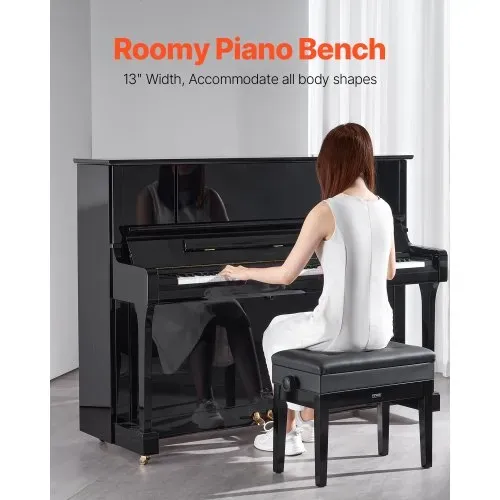 VEVOR Klavierbank, 56x34x49 cm, Pianobank, Keyboard-Klavierstuhl, 49-58 cm höhenverstellbar, gepolstertes Kissen, Ablagefach für Notenbücher, Klavierhockersitz aus Holz, für Schminktisch, Wohnzimmer VEVOR Klavierbank, 56x34x49 cm, Pianobank, Keyboard-Klavierstuhl, 49-58 cm höhenverstellbar, gepolstertes Kissen, Ablagefach für Notenbücher, Klavierhockersitz aus Holz, für Schminktisch, Wohnzimmer