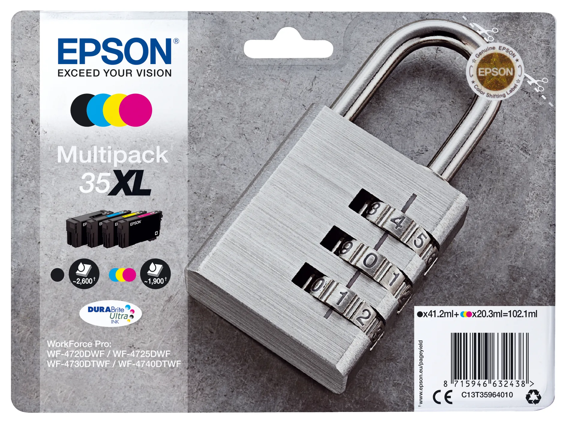 Epson Padlock Multipack 4-colours 35XL DURABrite Ultra Ink Epson Padlock Multipack 4-colours 35XL DURABrite Ultra Ink