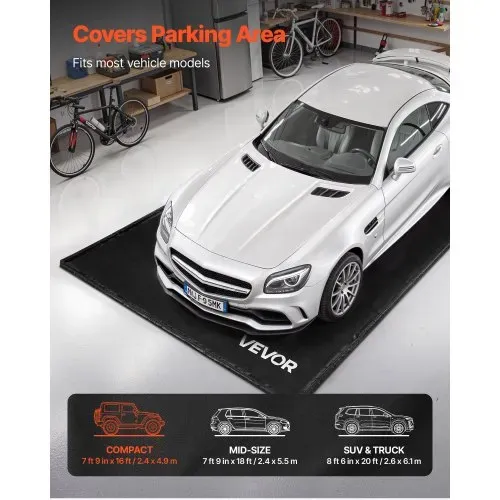 VEVOR Auffangmatte PVC-Garagenbodenmatte rutschfest (2,4 x 4,9 x 0,03 m) mit Abziehbesen, strapazierfähiger & wasserfester Auffangschutz Bodenschutz vor Schnee Regen Schlamm, Garagenmatte Schwarz VEVOR Auffangmatte PVC-Garagenbodenmatte rutschfest (2,4 x 4,9 x 0,03 m) mit Abziehbesen, strapazierfähiger & wasserfester Auffangschutz Bodenschutz vor Schnee Regen Schlamm, Garagenmatte Schwarz