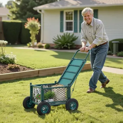 VEVOR Gartenrollsitz 760x520x440 mm, Rollbar Gartensitz aus Metall mit Rädern, trägt bis zu 180 kg, Rollsitz, Outdoor-Wagen und Hocker auf Rädern für Rasen, Terrasse, Hinterhof – Bild 7