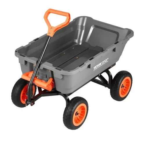 VEVOR Gartenwagen mit Kippfunktion, 362 kg Belastbarer Bollerwagen 270° Drehbarer Transportwagen für Gartenarbeit aus Kunsttoff Stahl mit 10 Zoll Kunststoffreifen Metallzaun für Rasen, Kies & Schlamm – Bild 8