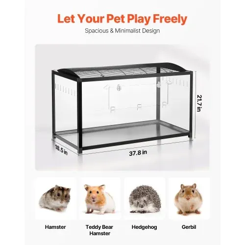 VEVOR Hamsterkäfig, 360°-Sicht, transparenter Hamsterlebensraum, Kleintierkäfig, 96x47x55 cm, belüfteter Mäusekäfig mit Vordertür, Rattenkäfig, tragbares Hamsterhaus für Ratten, Meerschweinchen – Bild 2