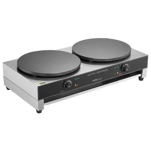 VEVOR elektrischer Crepemaker Crepe-Maschine mit Doppelkopf 6000 W flache Crepe-Grillplatte, Pfannkuchenherd aus Edelstahl, Cerealien-Pfannkuchenherd, Temperaturregelung (kein Stecker) – Bild 9