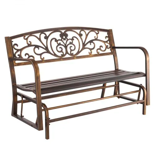 VEVOR Gartenbank Gartenmöbel Bänke 127 cm 250 kg Tragkraft, Terrassenbank mit Metallrahmen aus Karbonstahl, Balkonbank mit Armlehnen, Verandabank für Garten Park Hof Terrasse, Antikbronze – Bild 10