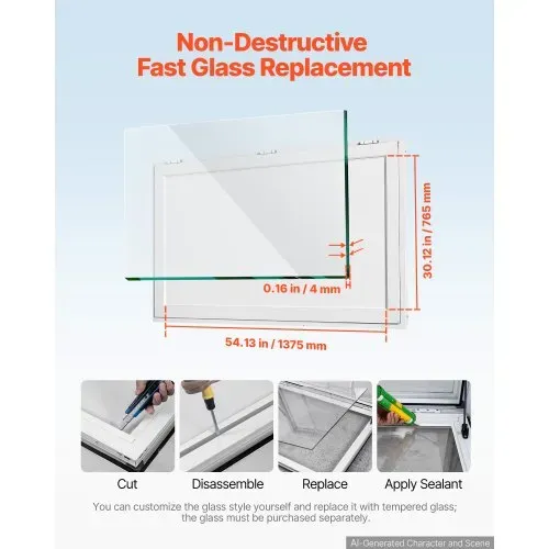VEVOR Verkaufsfenster für Foodtrucks 1524 x 915 mm aus Aluminiumlegierung, Konzessionsfenster für Imbisswagen, bis zu 85° Aufklappbar, 4 Acryl-Schiebefenster, Verkaufsklappe, Schlepphaken, Regenschutz – Bild 4