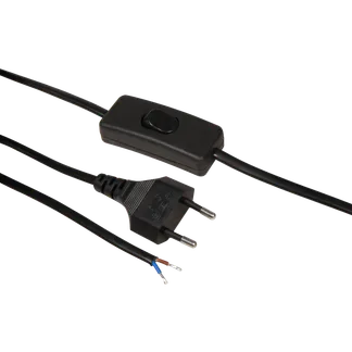 Euro-Netzkabel McPower mit Schnurschalter und blanken Enden, 2m, schwarz Euro-Netzkabel McPower mit Schnurschalter und blanken Enden, 2m, schwarz