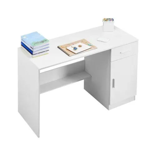 VEVOR kleiner Schreibtisch mit Schublade, Schreibtisch für Schlafzimmer, einfacher Arbeitstisch aus Holz zum Zeichnen, Lesen, rechteckiger Arbeitstisch aus MDF mit verstellbarem Regal für Büro weiß VEVOR kleiner Schreibtisch mit Schublade, Schreibtisch für Schlafzimmer, einfacher Arbeitstisch aus Holz zum Zeichnen, Lesen, rechteckiger Arbeitstisch aus MDF mit verstellbarem Regal für Büro weiß