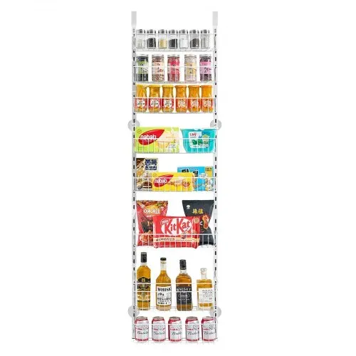 VEVOR Vorratsschrank Speisekammer-Organizer Aufbewahrung über der Tür, 8-stufige Gewürzregale zum Aufhängen aus Stahl, verstellbare Lagerregale für die Wand, für Zuhause Küche Badezimmer, Weiß – Bild 8