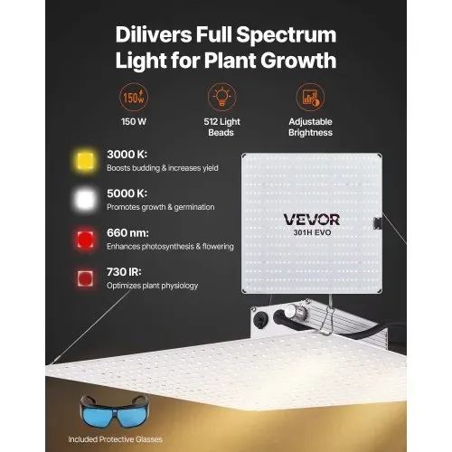 VEVOR Growzelt, 80x80x180 cm, Indoor-Pflanzenzelt mit Vollspektrum-LED-Zuchtlicht & Belüftungssystem, Growbox 600D hochreflektierendes Mylar, Zuchtzelte, Gewächshaus für Blumen & Gemüse – Bild 3