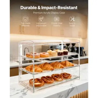 VEVOR Gebäckvitrine 3-stöckig, Gewerbliche Bäckereivitrine aus Transparentem Acryl, Thekenvitrine mit Klapptür & Abnehmbarer Trennwand für Kekse, Desserts und Donuts, 482 x 232 x 380 mm VEVOR Gebäckvitrine 3-stöckig, Gewerbliche Bäckereivitrine aus Transparentem Acryl, Thekenvitrine mit Klapptür & Abnehmbarer Trennwand für Kekse, Desserts und Donuts, 482 x 232 x 380 mm