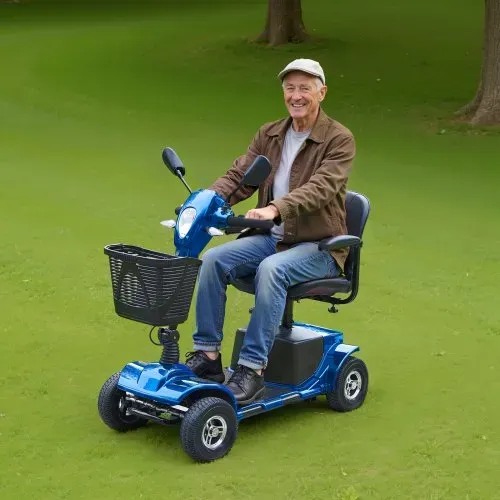 VEVOR 4-Rad-Elektromobil für Senioren, Mobilitätsroller mit 25 km Reichweite, Seniorenmobil, All-Terrain-Reiserollstuhl mit Anti-Rutsch-Rädern, 9° Steigfähigkeit & 120 kg Tragkraft, Blau – Bild 7