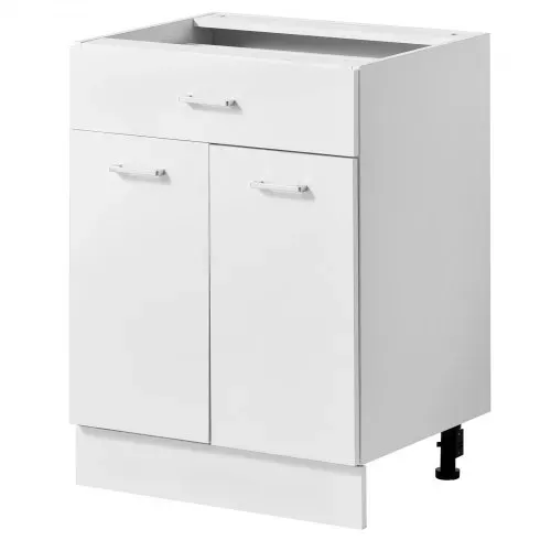 VEVOR Unterschrank 600x475x815 mm BxTxH Spanplatte Küchenunterschrank Weiß, für Waschküche & Bad, ohne Arbeitsplatte, im Shaker-Stil, mit Verstellbarem Einlegeboden, 1 Schublade, 2 Türen & Scharnieren – Bild 9