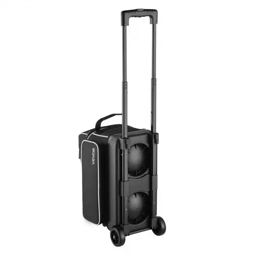 VEVOR Bowlingballtasche für 2 Bälle mit Doppelrollen & separatem Fach für Schuhe (bis US-Größe 16) & übergroßer Zubehörtasche, einziehbarer Griff lässt sich auf 105 cm ausziehen Schwarz + Weiß – Bild 9