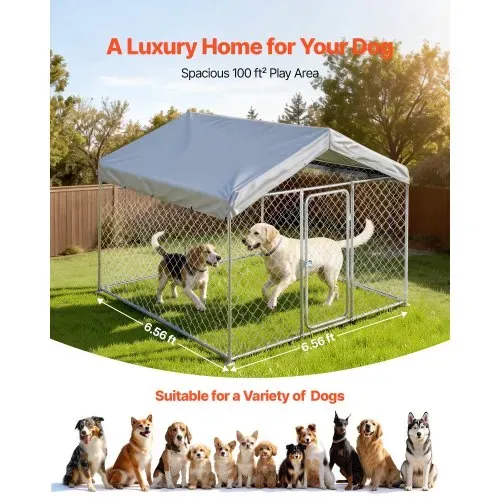 VEVOR Hundezwinger, 2x2x1,6 m, Hundehütte mit Sicherheitsschloss, Outdoor Hundehaus mit UV-Beständiger & Wasserdichter Dachabdeckung, Robuste Hundegehege/Auslauf für Große Hunde – Bild 3