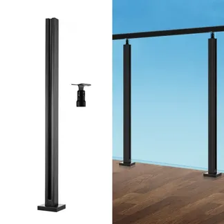 VEVOR Glasklemme, 850 mm hohe Glasgeländerhalterung für 10–12 mm dickes Sicherheitsglas, Edelstahl 304, Glasregalhalterung für Balkon, Garten, Terrasse, Treppe, Schwarz VEVOR Glasklemme, 850 mm hohe Glasgeländerhalterung für 10–12 mm dickes Sicherheitsglas, Edelstahl 304, Glasregalhalterung für Balkon, Garten, Terrasse, Treppe, Schwarz