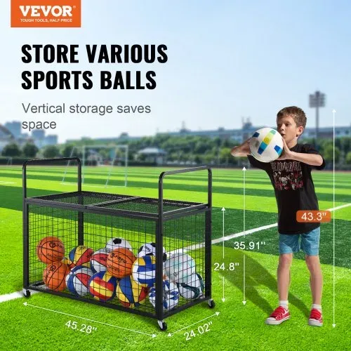 VEVOR Ballwagen Rollwagen 1150 x 610 x 912 mm Sportbällen, Abschließbarer Basketballkäfig Ballkäfig, Sportausrüstung für den Innen- und Außenbereich, Rollbar Aufbewahrungswagen aus Stahl für Garagen VEVOR Ballwagen Rollwagen 1150 x 610 x 912 mm Sportbällen, Abschließbarer Basketballkäfig Ballkäfig, Sportausrüstung für den Innen- und Außenbereich, Rollbar Aufbewahrungswagen aus Stahl für Garagen